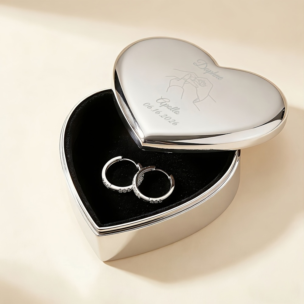 Heart-Shaped Zinc Alloy Jewelry Box, Customizable Storage
